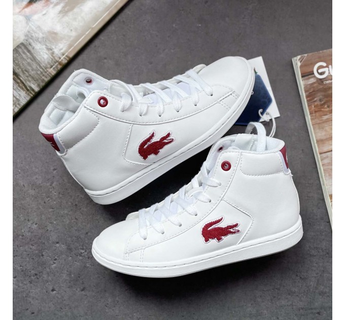 Білі високі кросівки дівчинці Lacoste р 30